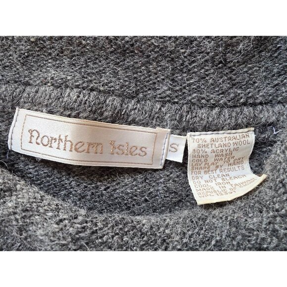 Northern Isles Australian Shetland Wool Sweater With Red Geometric Pattern S/xs - Picture 5 of 7